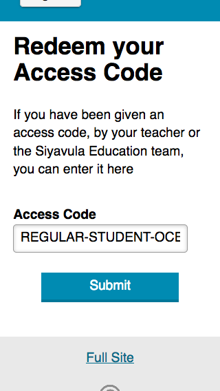 Redeeming an Access Code.