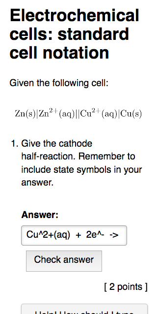 Example of a question where you need to type in your answer.