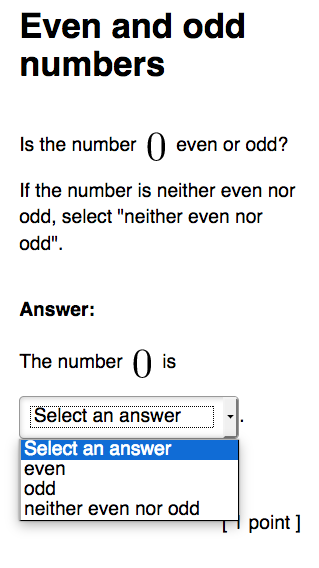 Example of a multiple choice question.